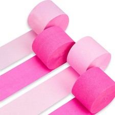 PartyWoo Crepe Paper Streamers 4 Rolls 328ft, Pack of Hot Pink and Pink Crepe Pa
