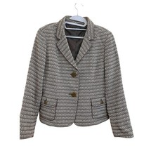 Talbots Tweed Blazer Two Button Chevron Weave Lined Chocolate Couture Business