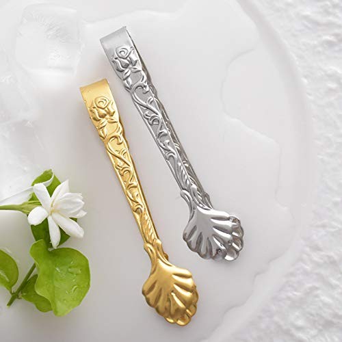 2Pack Silver and Gold Handle Sugar Tongs, Vintage Rose 1,