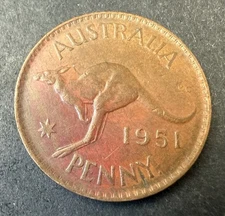 1951 Penny Dot Y. Australian PreDecimal Coin Ungraded (Lot 3493)
