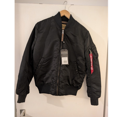 Alpha Industries MA-1 Bomberjacke schwarz orange wendbar Frauen Small Nylon