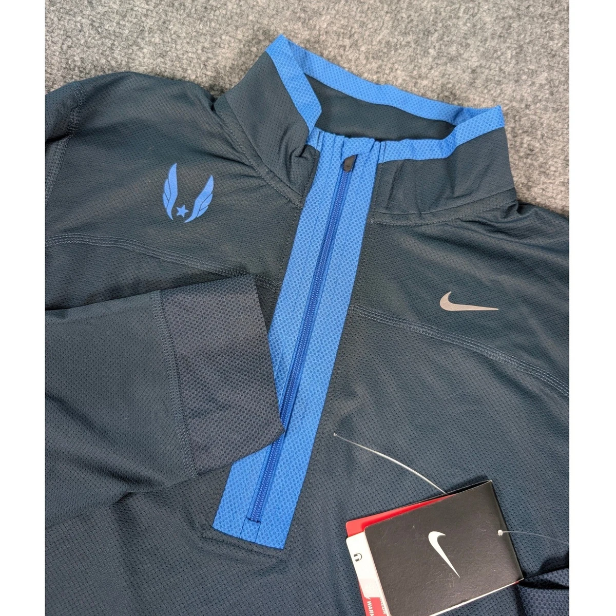NIKE ナポリ 99-00 シーズン 青 Vネックシャツ イギリス製　XL Nike Running Top Mens M Blue USATF Dri-FIT Half Zip Long Sleeve