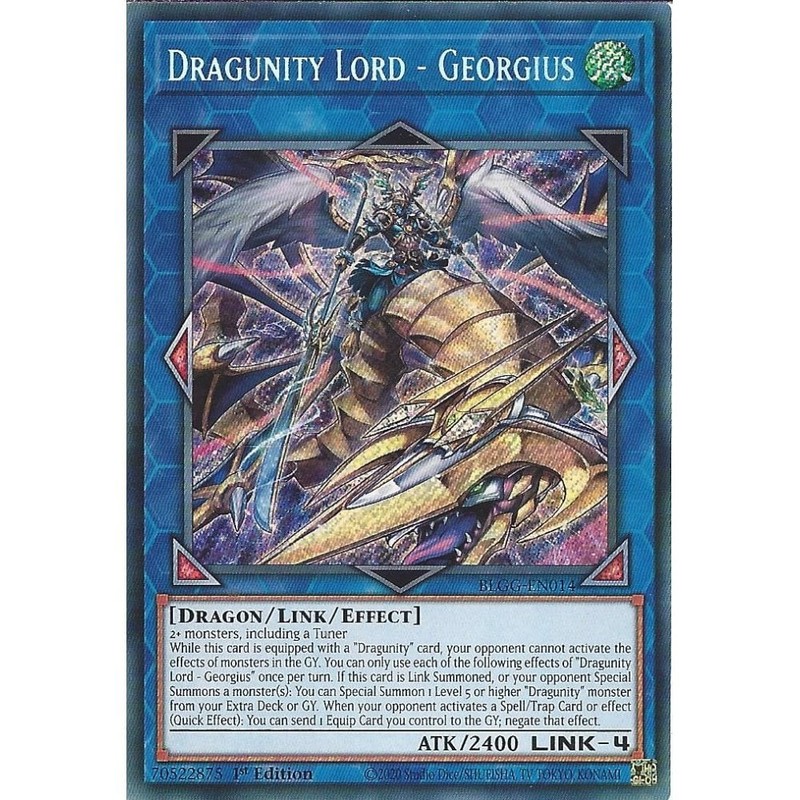 BLGG-EN014 Dragunity Lord - Georgius : Secret Rare Card : 1st Edition : YuGiOh