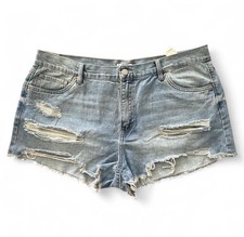 Refuge Denim Chelsea Women's Blue Denim Distressed Cut Off Shorts 13 High Rise