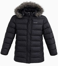 Cederberg 700 Fill Goose Down Puffer Jacket 16Y Black Faux Fur Hood Winter Coat
