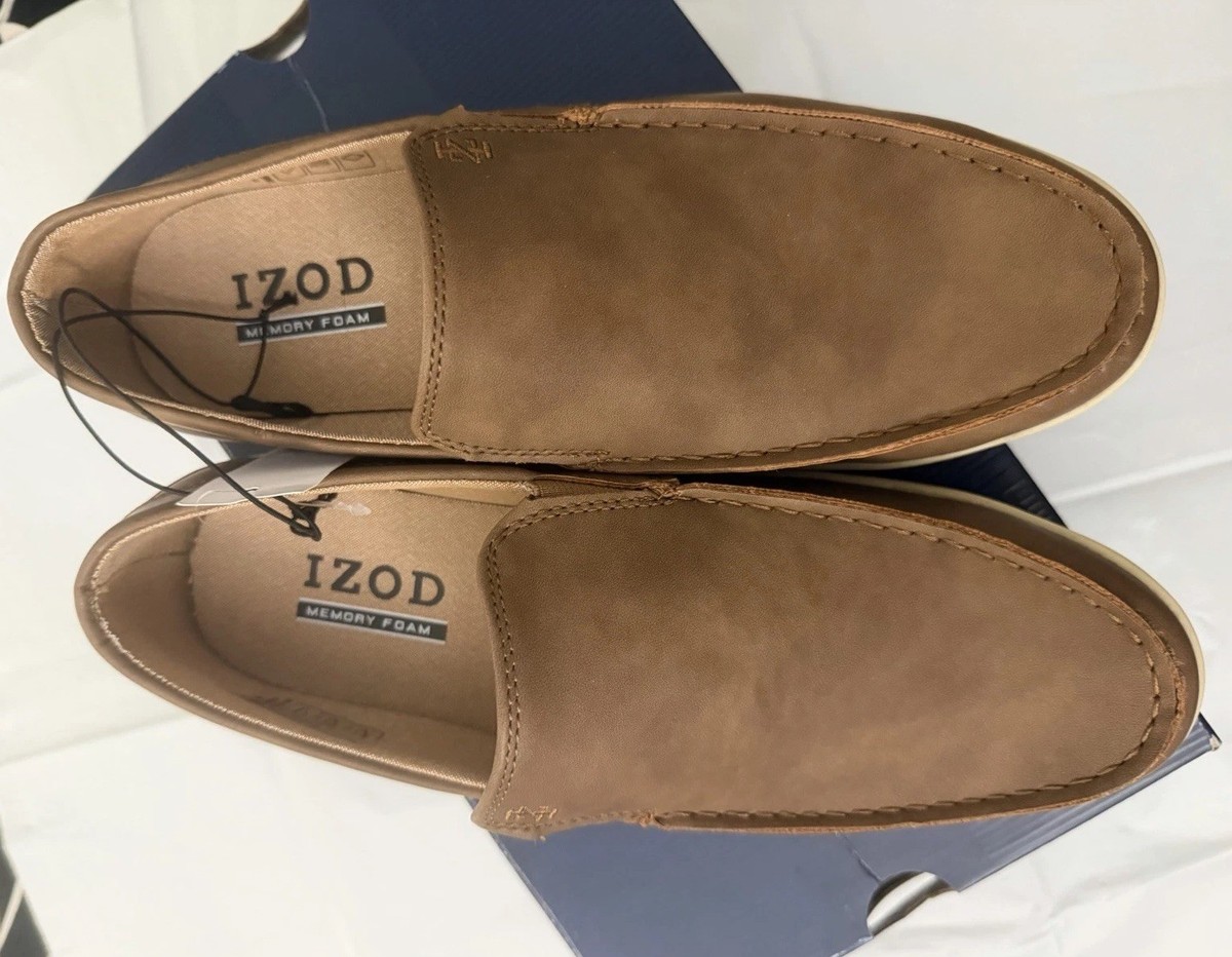 New Izod Seapoint Tan Brown Mens 9 Lofers Slip On Shoes 