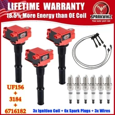3x UF156 Ignition Coil & 6x Spark Plugs & Wires for Toyota Tacoma Tundra 3.4L V6