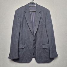 Edler Von F Suit Jacket Mens Size 48 Blue Pinstripe Virgin Wool Blend Blazer