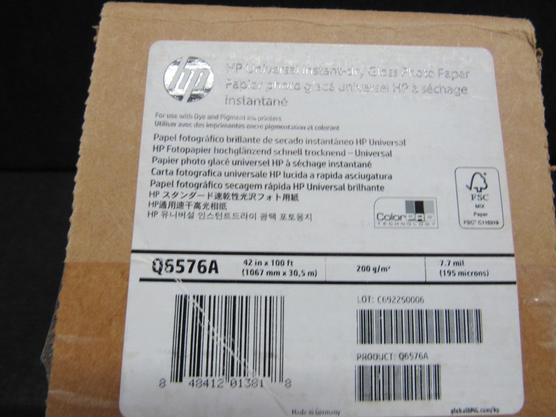GENUINE HP Q6576A (DESIGNJET 4020) 42" X 100' INSTANT-DRY GLOSS PHOTO PAPER