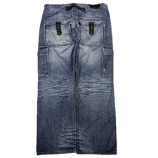 Men's Cargo Jeans 38x32 30 Blue Denim Baggy Loose Fit Y2K Hip Hop Skater Clench