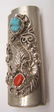 VTG NAVAJO LIGHTER HOLDER COVER TURQUOISE & CORAL FANCY DESIGN WORK