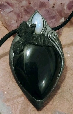 The Morrigan. Raven Heart Wiccan Jewelry Irish Pagan Dark Crow Goddess Pendant.