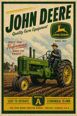 JOHN DEERE TRACTOR *2X3 FRIDGE MAGNET* VINTAGE NOTHING RUNS LIKE A
