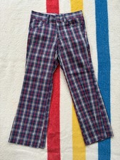 Vintage 70s YOUTH Sears Roebuck Co. Flare bellbottoms Plaid pants Kid s 12