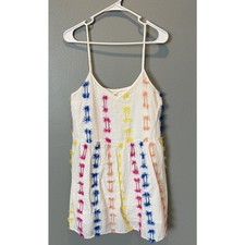 NWOT Lou & Grey for LOFT White Colorful Tassel Tank Dress Women's Size M