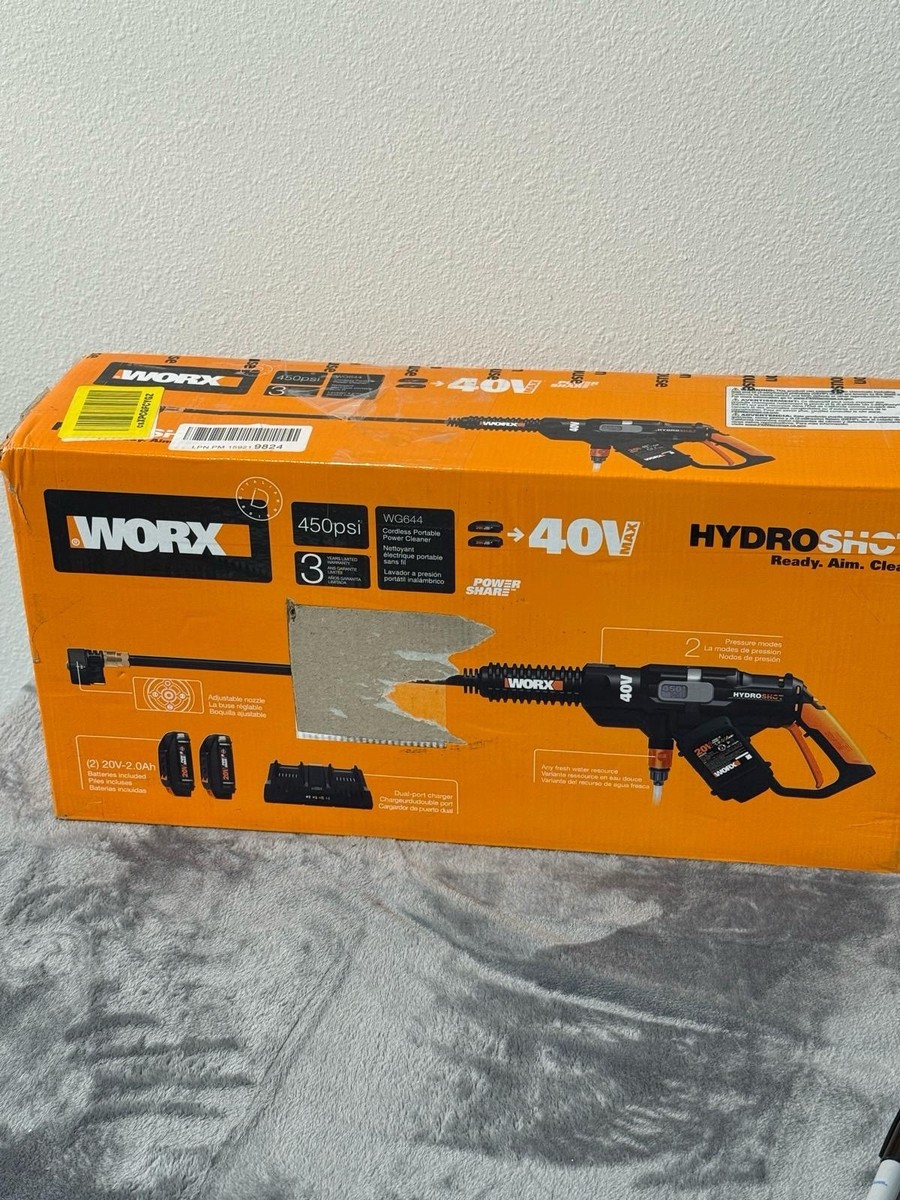 WORX HYDRO SHOT Portable Power Washer, Cleaner. 20Volt. WG629.1 With  Battery.