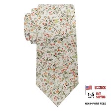 Floral Ties for Men, Cotton Skinny Mens Tie 2.55'' Men's Neckties Style 01