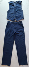 Van Heusen Boy's 2-piece Formal Suit Set Vest Pants Blue Size 10 Polyester