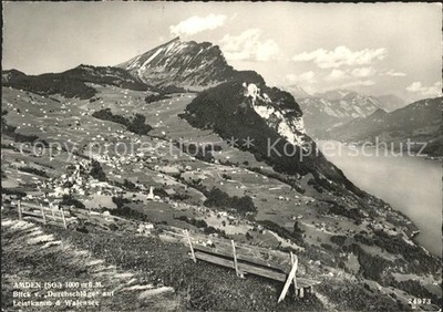 Amden Walensee SG Blick von Durchschlaege auf Leistkamm und Walensee