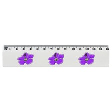 'Purple Hibiscus Flower' White Plastic Ruler RL029401 