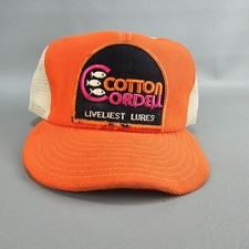 VTG Patched Fishing Hat Snapback Cotton Cordell Lures Trucker Hat USA Made