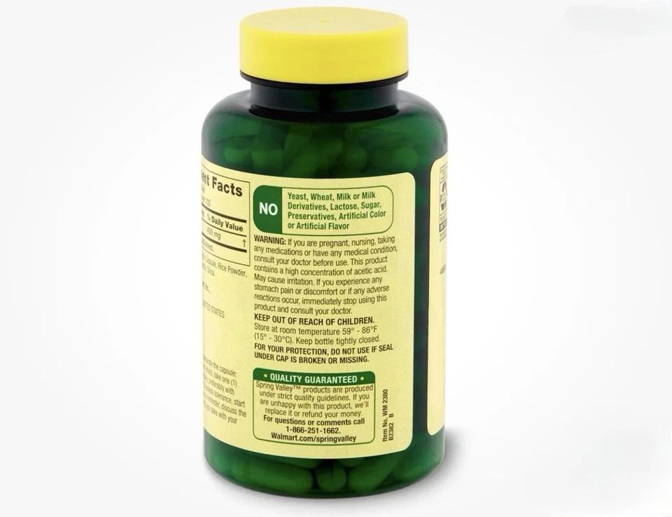 Spring Valley Apple Cider Vinegar Capsules, 450mg, 100 Count - Image 3 of 3