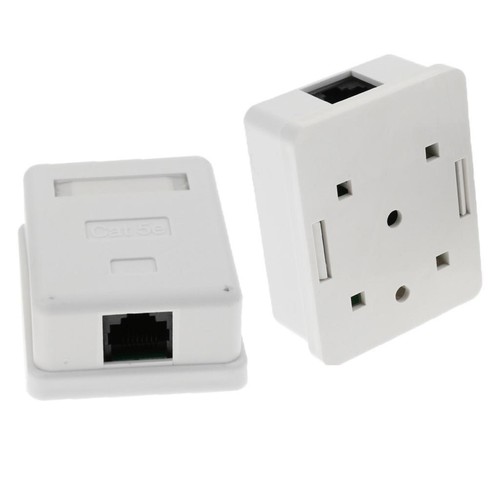 2x Cat5e Einzelanschluss Oberflächenmontage Steckdosenleiste Frontplatte - Afbeelding 2 van 7