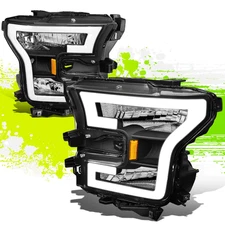 3D LED DRL Bar Headlight Lamps for Ford F-150 15-17 Black Housing Amber Corner