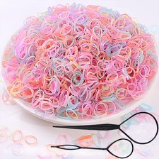 2000 PCS Hair Bands, Color Elastic Rubbers, Mini Ties for Girls' Ponytails, Soft