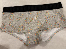 Victoria Secret PINK Logo Boyshort Hipster Rainbow Pride Panties Women Sz M NWT