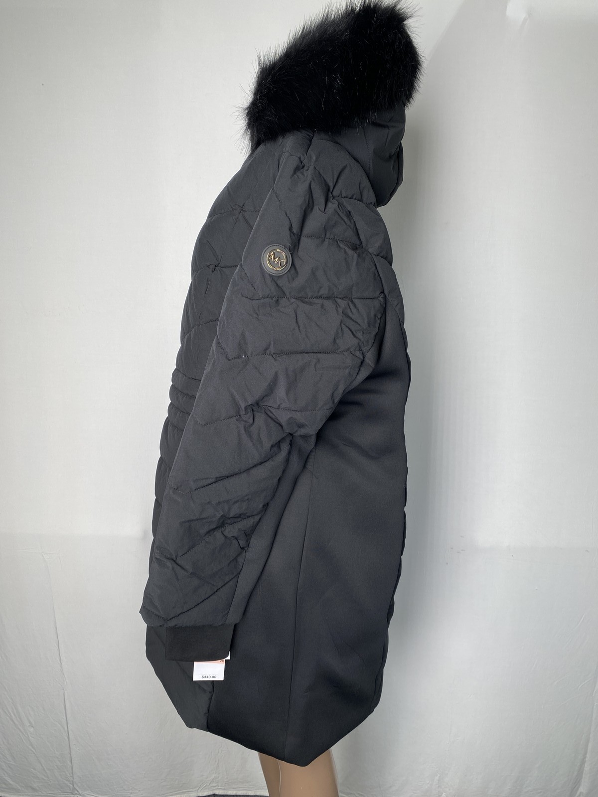 Michael Kors Womens Coat Black Size 2X Faux Fur Trim Hooded Puffer Full Zip thumbnail 3