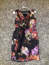 Adrianna Papell Floral Sheath Dress in Black And Multi Color Size 4