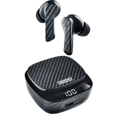 GROOVZ True Wireless TWS In-Ear Earbuds + Charging Case & LED - CARBON FIBER