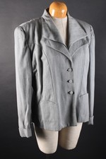 Vintage 1950s Gray Wool Suit Coat Jacket Blazer Women's Size Large