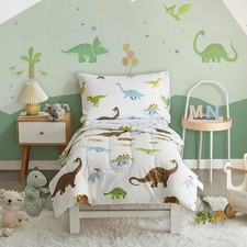 4 Pieces Toddler Bedding Set Dinosaur with Colorful Dinos and Monsters Toddler