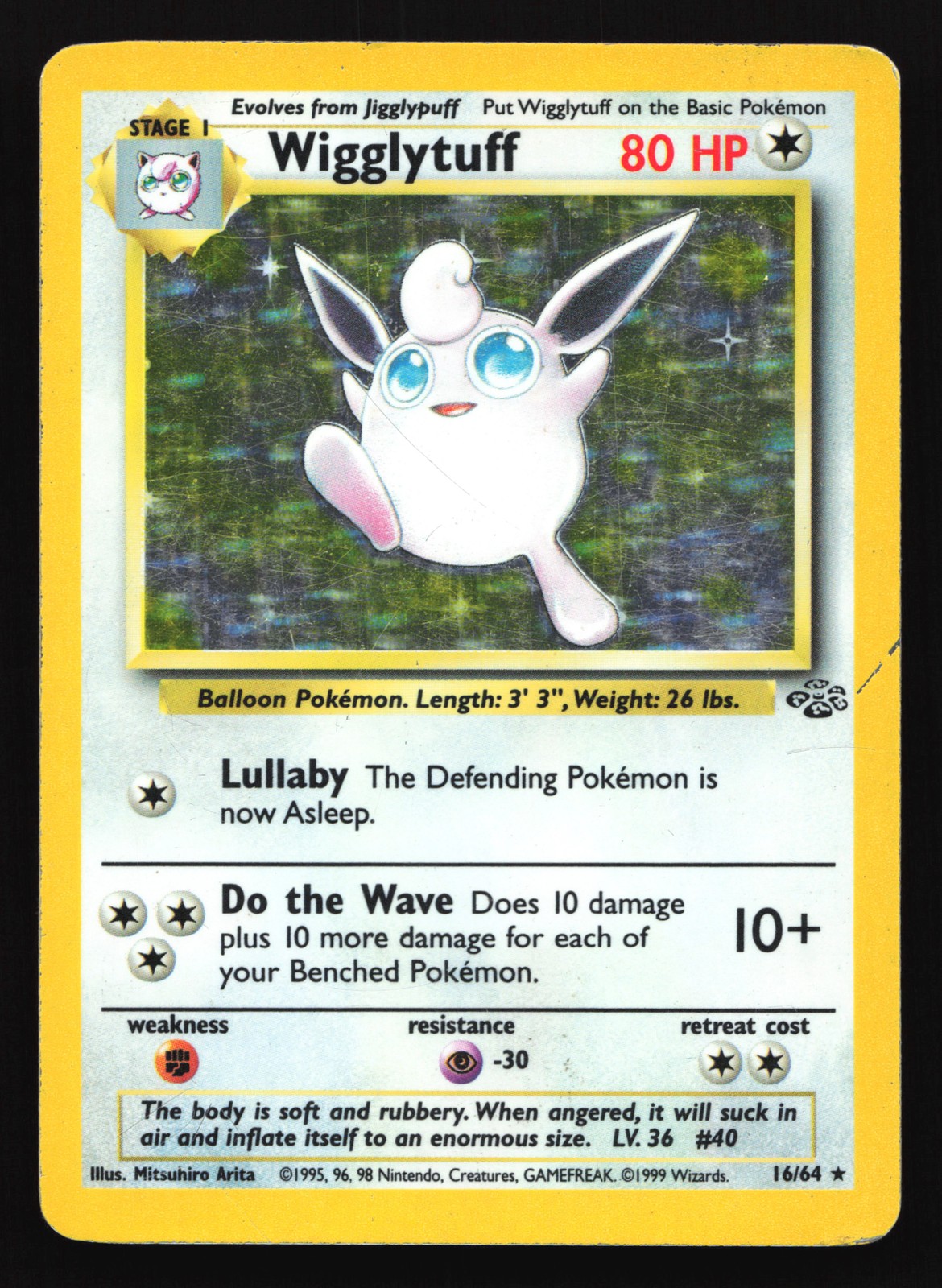 Wigglytuff 16/64 Jungle Holo Rare Pokemon Card