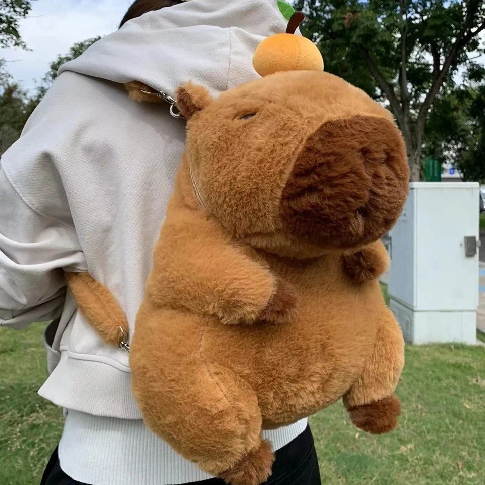 Mochila de felpa Capybara linda mini bolso de hombro Kawaii mochila de regalo para niños Foto 4 de 4