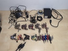 Lot Of 9 Untested Dual Coil Tattoo Machines With Accessories