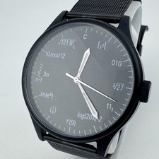 WD Geek Watch Quartz Men Black Math Formula Markers Mesh Analog New Battery