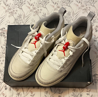 Jordan Spizike Low Boys Low Top Sneakers White/Gray/Red Lace Up US 7Y