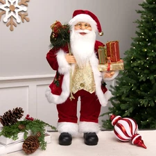 Northlight 24" Holly Berry Standing Santa Claus Christmas Figure with Presents