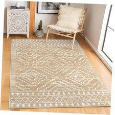 Moroccan Washable Rug 3x5, Non-Slip Entryway Area Rug, Soft Farmhouse Bedroom