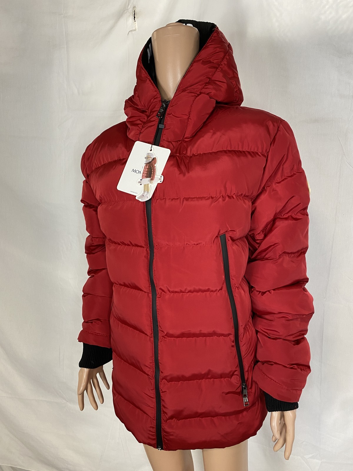 Moncler Womens Mr. Moncler Puffy Hooded Down Coat Size XL Red thumbnail 2