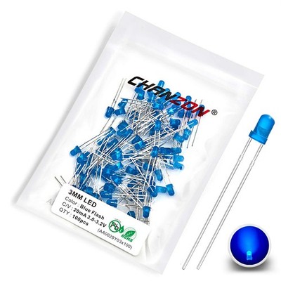   100x Blink LED 3mm/5mm diffus, selbstblinkend, Chanzon, 5 verschiedene Farben