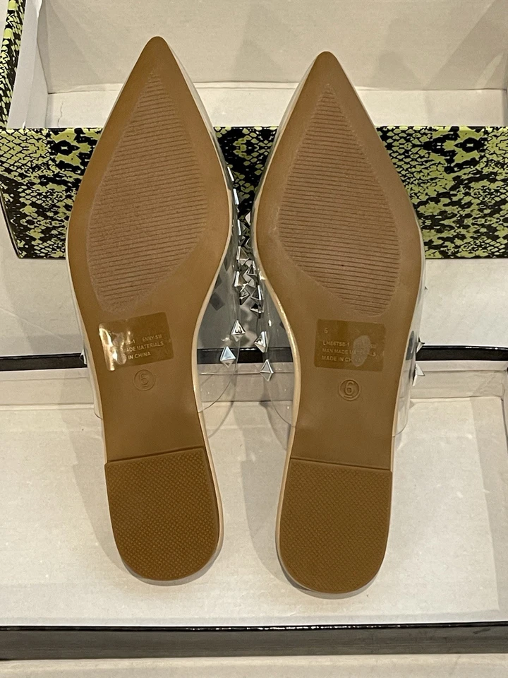 Cape Robbin Sz 6 Enny Mules Slip On Flat Slides Clear Pointed toe Embellished - Image 4 of 4