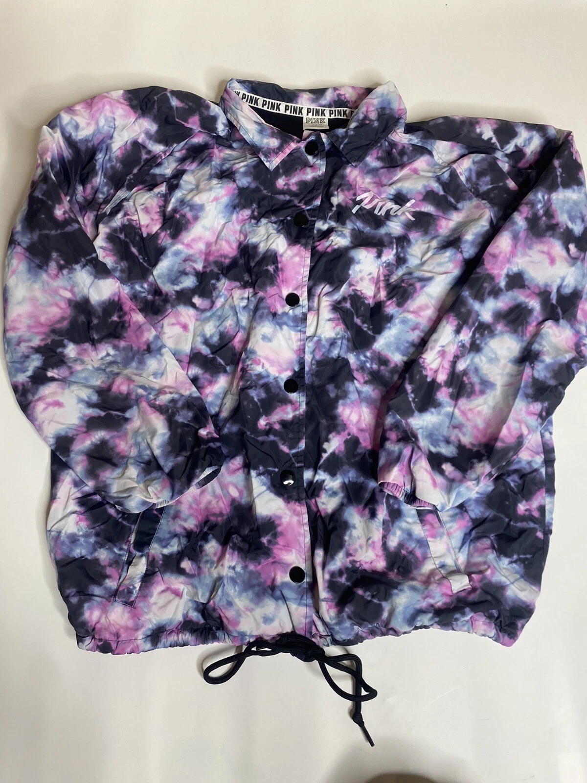 UNDERCOVER Giacca frangivento foderata Victoria's Secret Love ROSA Tie Dye 1986 taglia large