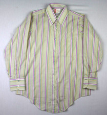 Vintage 70's Arrow Collar Man Sanforized Striped Long Sleeve Shirt Mens 15-32