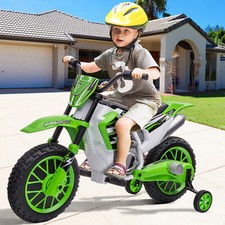 Electric 12V Green Kids Ride On Motorcycle Bike Motorbike w/ Training Wheels