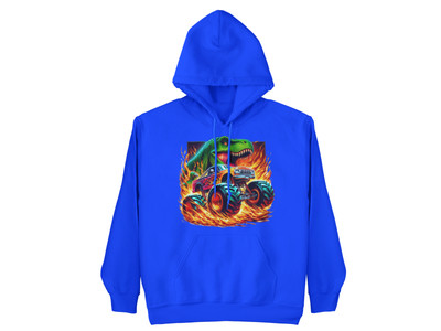 Crazy Monster Truck Hell Fire Löwe Bär Dinosaurier Rex Bio Kinder Hoodie S - XL