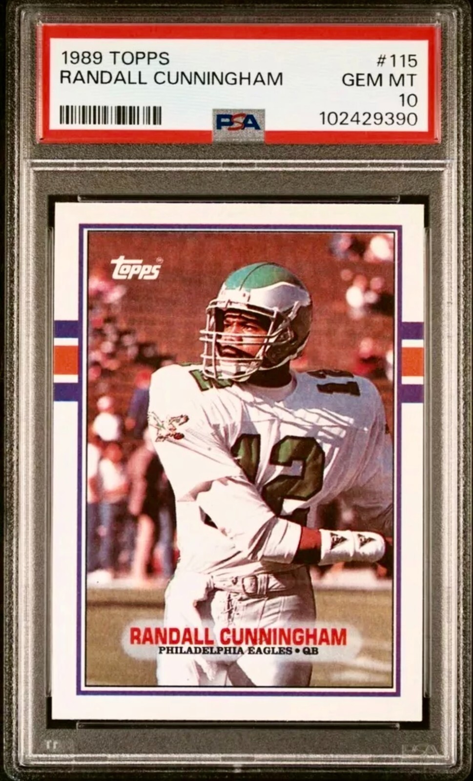 1989 Topps #115 Randall Cunningham Card PSA 10 Philadelphia Eagles RARE Pop 32